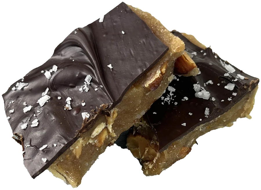 PureGoodies dark chocolate sea salt toffee, hand broken