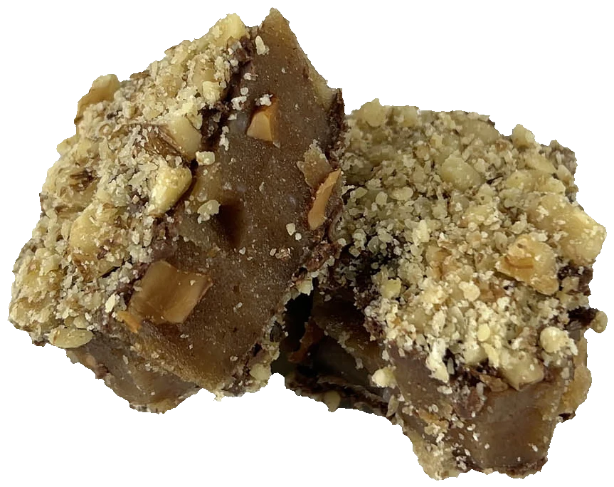 PureGoodies original English toffee, hand broken, almond crusted
